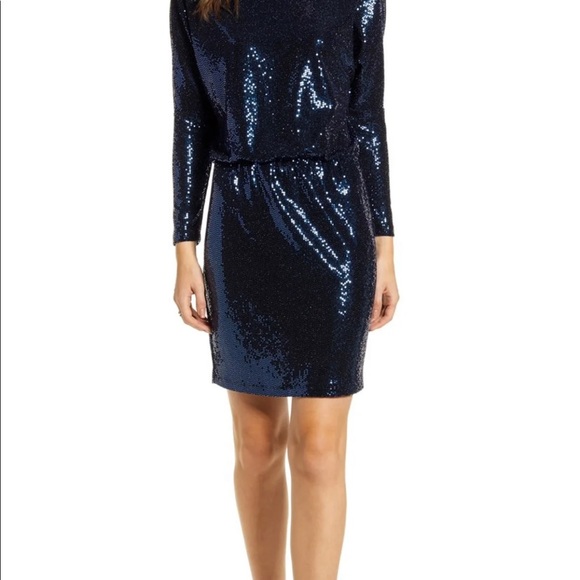 3X Gibson Cocktail sequin party dress royal blue flattering long sleeve - Picture 8 of 8